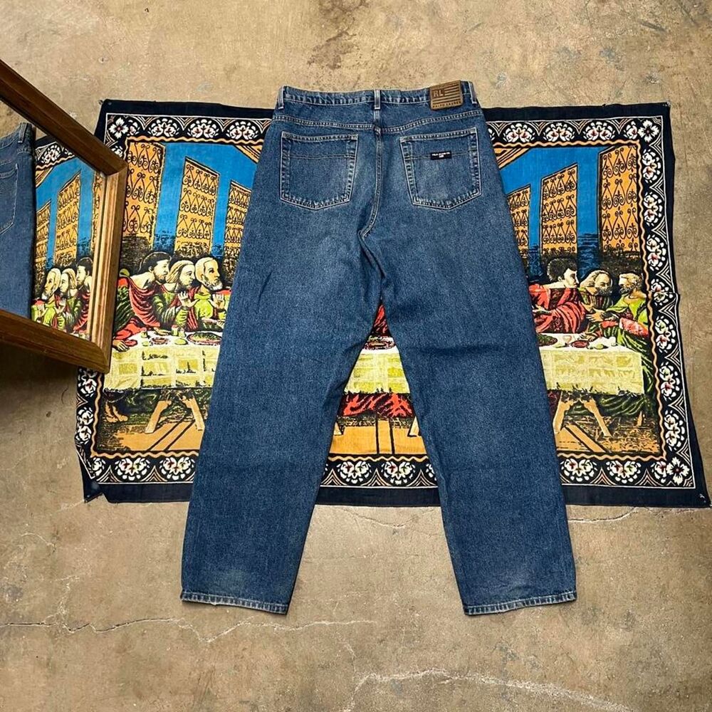 Polo Ralph Lauren blue straight jeans Size 36x34 straight leg vintage americana